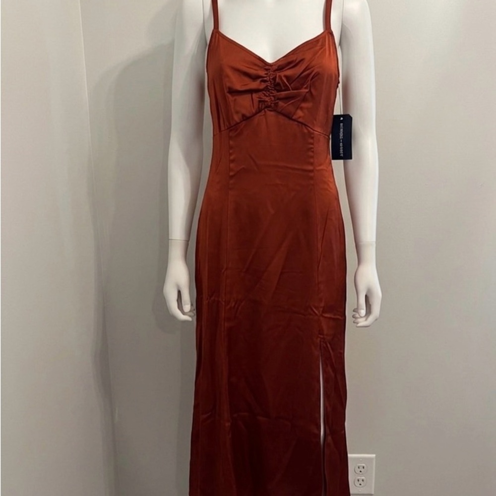 Melrose and Market Rust Satin Maxi Slip Dress